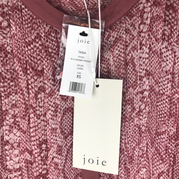 JOIE Tassa Silk Blouse Snakeskin Print Top Laurel - Picture 10 of 12